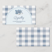 Blaue Babyschuhe Gingham-Junge Baby Shower Geschen Begleitkarte (Vorne/Hinten)