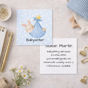 Blaue Babytragetasche Snow Babysitter  Quadratische Visitenkarte