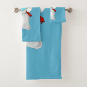 Blaue Badehandtücher mit Funny Snowman Gitarrist Badhandtuch Set
