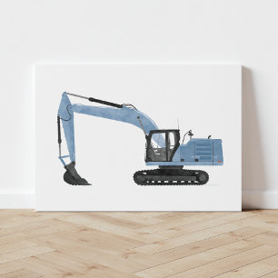 Blaue Baggerkonstruktion - Canvas drucken Leinwanddruck