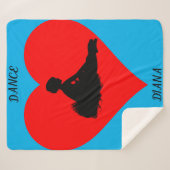 Blaue Ballerina Decke mit rotem Herz. Sherpadecke (Vorderseite (Horizontal))