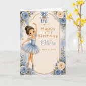 Blaue Ballerina-Geburtstagsfeier Karte (Gelbe Blume)