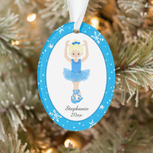 Blaue Ballerina-Schneeflocken Personalisiertes Wei Ornament