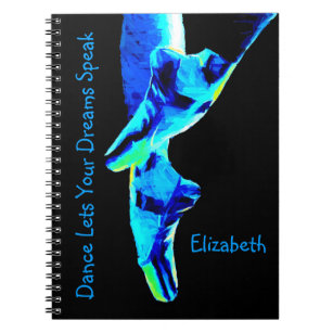 Blaue Ballett Pointe Pantoffel personalisiert Notizblock