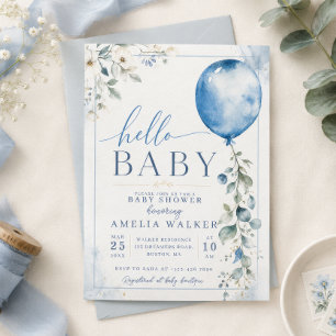 Blaue Ballon-Baby-Party Einladung
