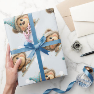 Blaue Ballon-Igel-Feier Geschenkpapier