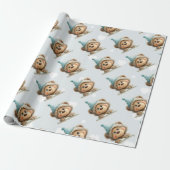 Blaue Ballon-Igel-Feier Geschenkpapier (Ungerollt)