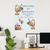 Blaue Ballon-Igel-Feier Poster (Heimbüro)
