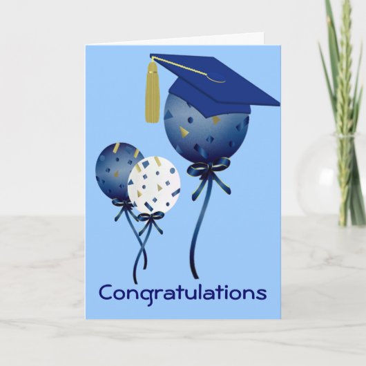 Blaue Ballon-kundenspezifische Abschluss-Karte Karte (Vorderseite)