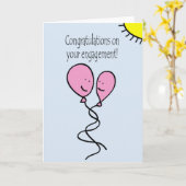 Blaue Ballon-Verlobungs-Glückwünsche Karte (Gelbe Blume)