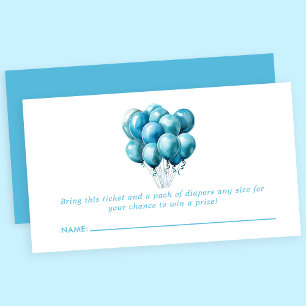 Blaue Ballons Aquarell-Baby-Shower-Windel-Raffle Begleitkarte