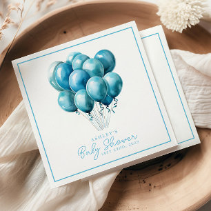 Blaue Ballons Aquarell Junge Baby Shower  Serviette