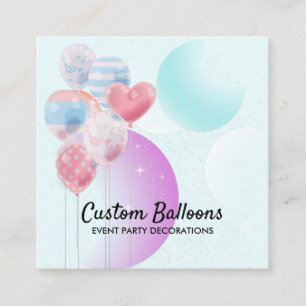 Blaue Ballons Event Party Dekorations Organisation Quadratische Visitenkarte