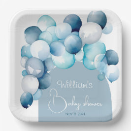 Blaue Balloons mit Baby-Dusche Pappteller