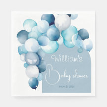Blaue Balloons mit Baby-Dusche