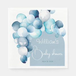 Blaue Balloons mit Baby-Dusche Serviette