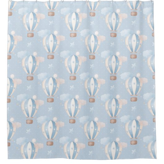Blaue Balloons Muster Duschvorhang (Vorderseite)