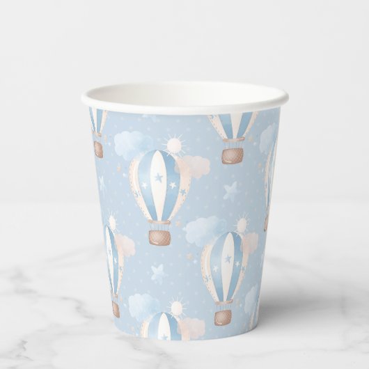 Blaue Balloons Muster Pappbecher (Rückseite)