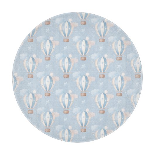 Blaue Balloons Muster Schneidebrett (Vorderseite)