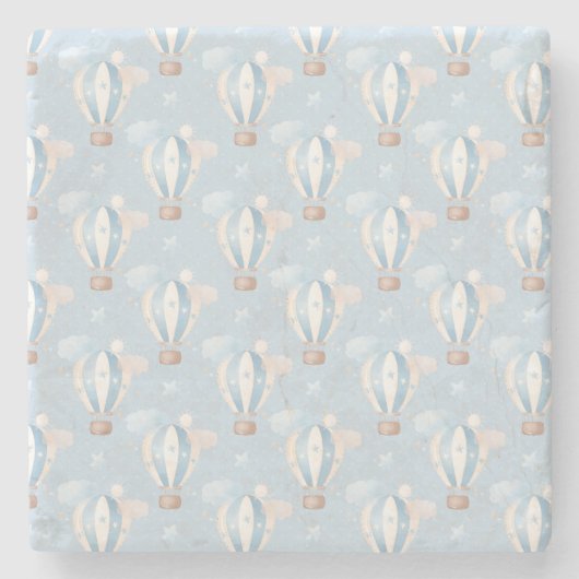 Blaue Balloons Muster Steinuntersetzer (Vorderseite)