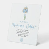 Blaue Balloons wie groß ist Mama's Bauch Sockelschild (Vorderseite)