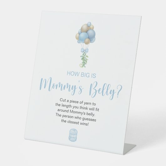 Blaue Balloons wie groß ist Mama's Bauch Sockelschild (Vorderseite)