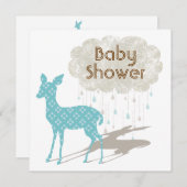 Blaue Bambi Babyparty Inviation Einladung (Vorne/Hinten)