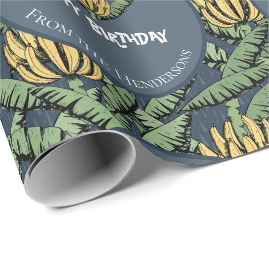 Blaue Bananen der tropischen Marine Birthday Banan Geschenkpapier (Rolleneckpunkt)