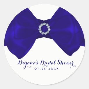 Blaue Band & Diamanten Elegante Einladungen Runder Aufkleber
