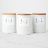 Blaue Band Monogramm Hochzeit  Lebensmitteletikett (Flaschen)