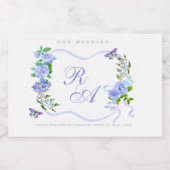 Blaue Band Monogramm Hochzeit  Lebensmitteletikett (Einzelnes Label)