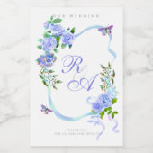 Blaue Band Monogramm Hochzeit Lebensmitteletikett (Einzelnes Label)