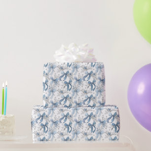 Blaue Bänder und Schleifen Toile Coquette Muster  Geschenkpapier