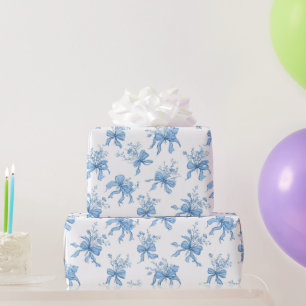 Blaue Bänder und Schleifen Toile Coquette Muster  Geschenkpapier
