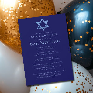 Blaue Bar-Mizwa-Kunstvolle Davidstern-Party Magneteinladung