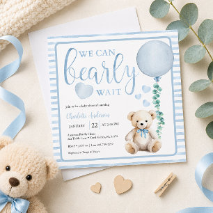 Blaue Bärchen kaum warten Teddybär-Baby-Party-Einl Einladung