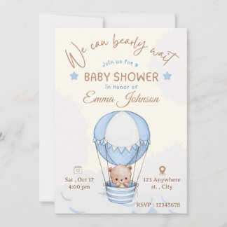 Blaue Bären-Baby-Einladung Einladung