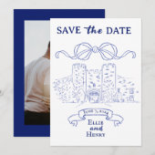 Blaue Barockkirche Burg Foto Save the Date Einladu Einladung (Vorne/Hinten)