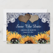Blaue Barriere und Sonnenblume speichern die Datum Save The Date (Vorderseite)