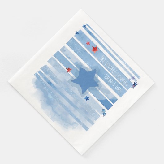 Blaue Bars mit Splash und Stars Serviette (Ecke)