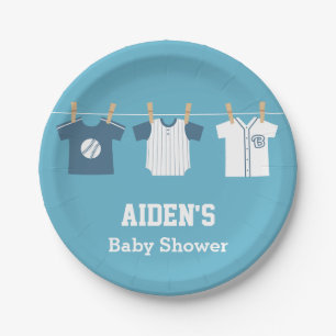Blaue Baseball-Baby-Partyartikel für Jungen Pappteller