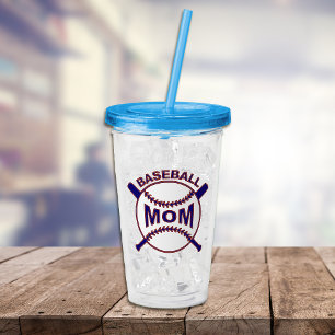 Blaue Baseball-Mama personalisiert Acryltrinkbecher