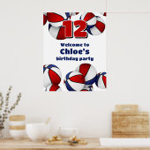 Blaue Basketball Geburtstagsfeier Poster (Küche)