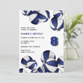 Blaue Basketball Kinder Sport Geburtstag Einladung (Stehend Vorderseite)