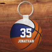 Blaue Basketball-Mannschaft für Kinder Schlüsselanhänger (Rückseite)