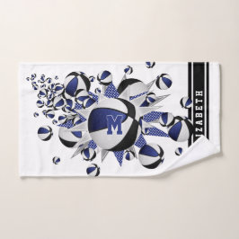 Blaue Basketball-Stars mit Monogramm Handtuch