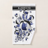 Blaue Basketball-Stars mit Monogramm Handtuch (Handtuch)