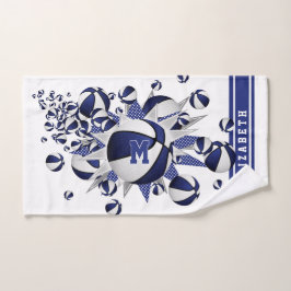 Blaue Basketball-Stars mit Monogramm Handtuch