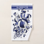 Blaue Basketball-Stars mit Monogramm Handtuch (Handtuch)