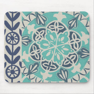 Blaue Batik-Fliese I Mousepad